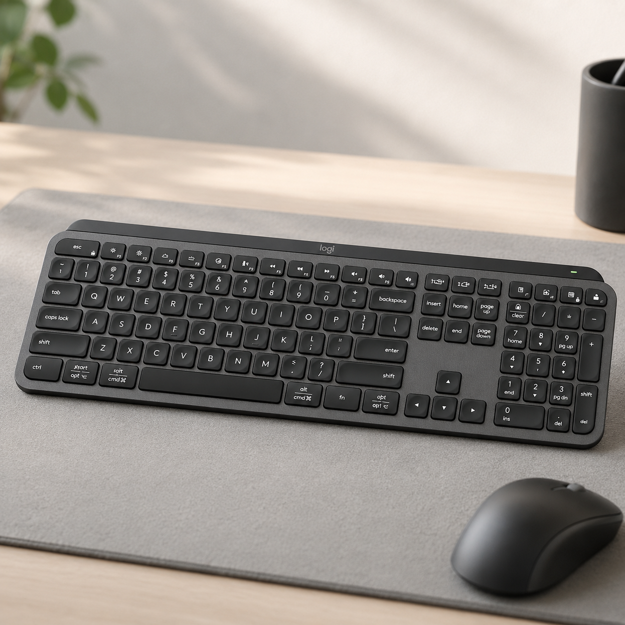 Logitech MX Keys S low-profile wireless keyboard in a clean minimalist finish