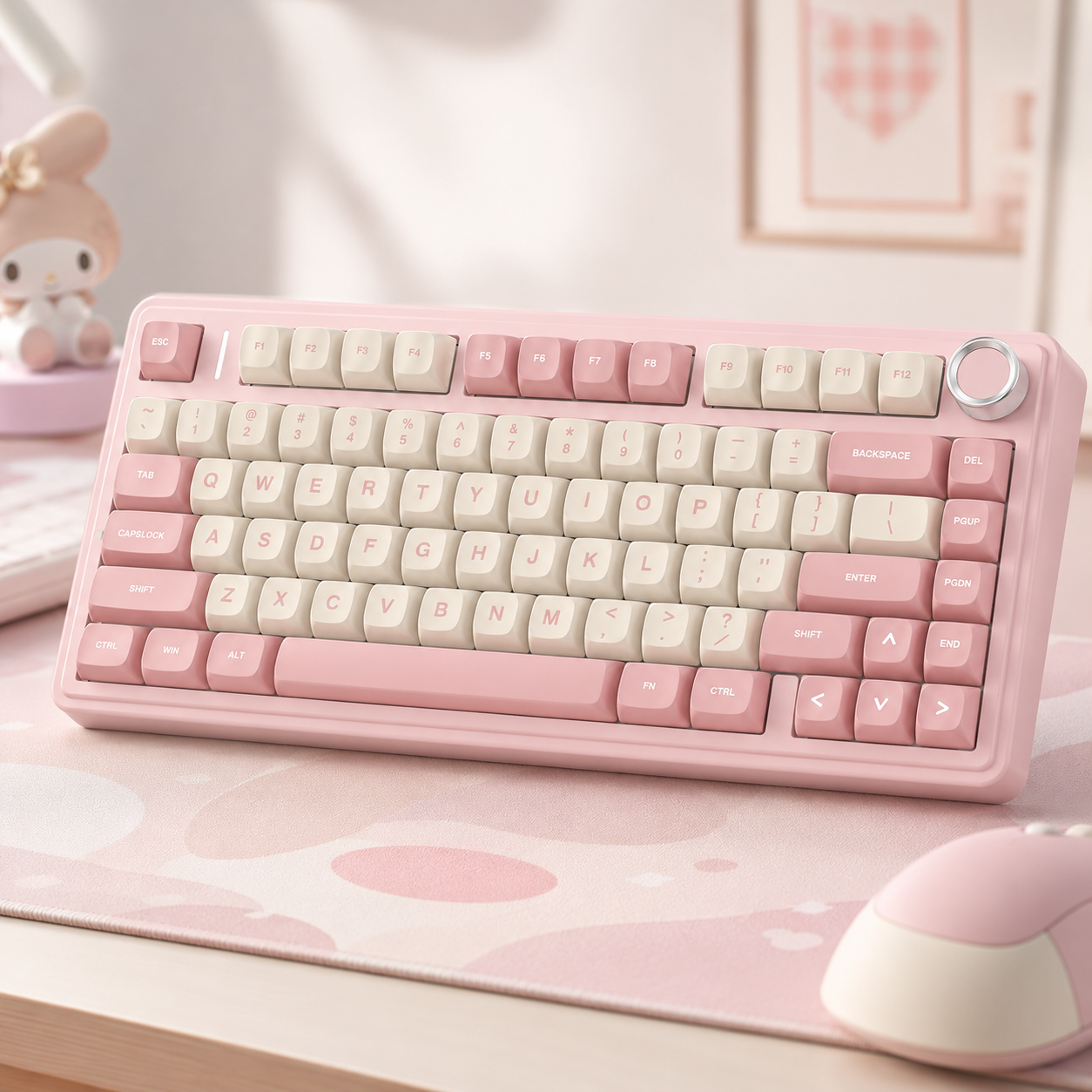 AULA F75 75 percent wireless mechanical keyboard in pastel colorway with hot-swappable switches