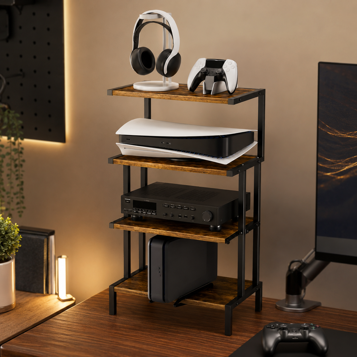 Aquzee game console stand and storage cabinet