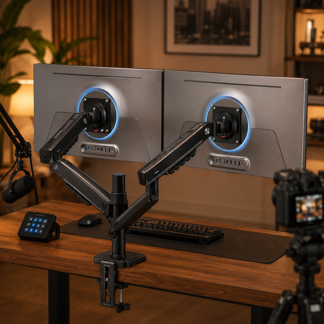 HUANUO FlowLift Pro dual monitor arm for 13 to 32 inch screens